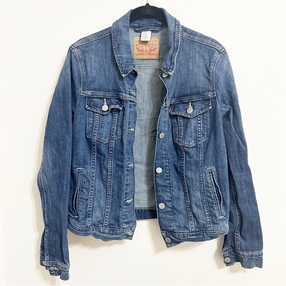 Levi Cotton Denim Trucker Jacket Size Large - Picture 1 of 8